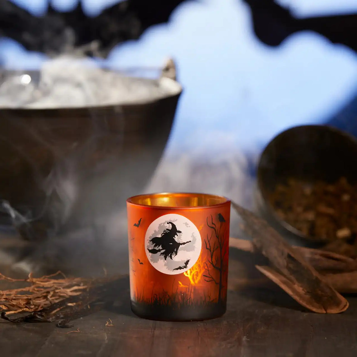 Orange Witch's Moon Tea Light Candle Holder Tea Light Candle Holders