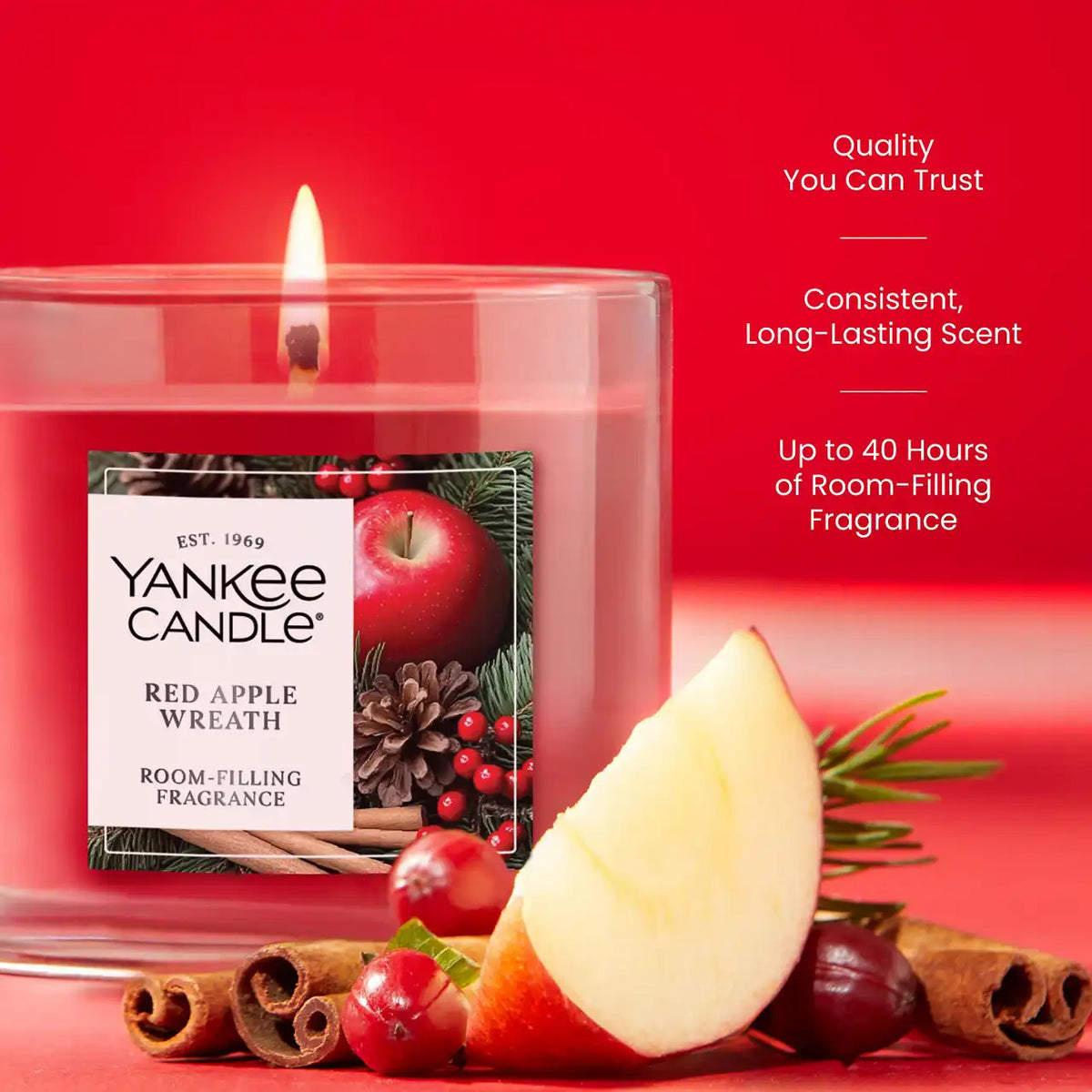 Red Apple Wreath Small Tumbler Candle